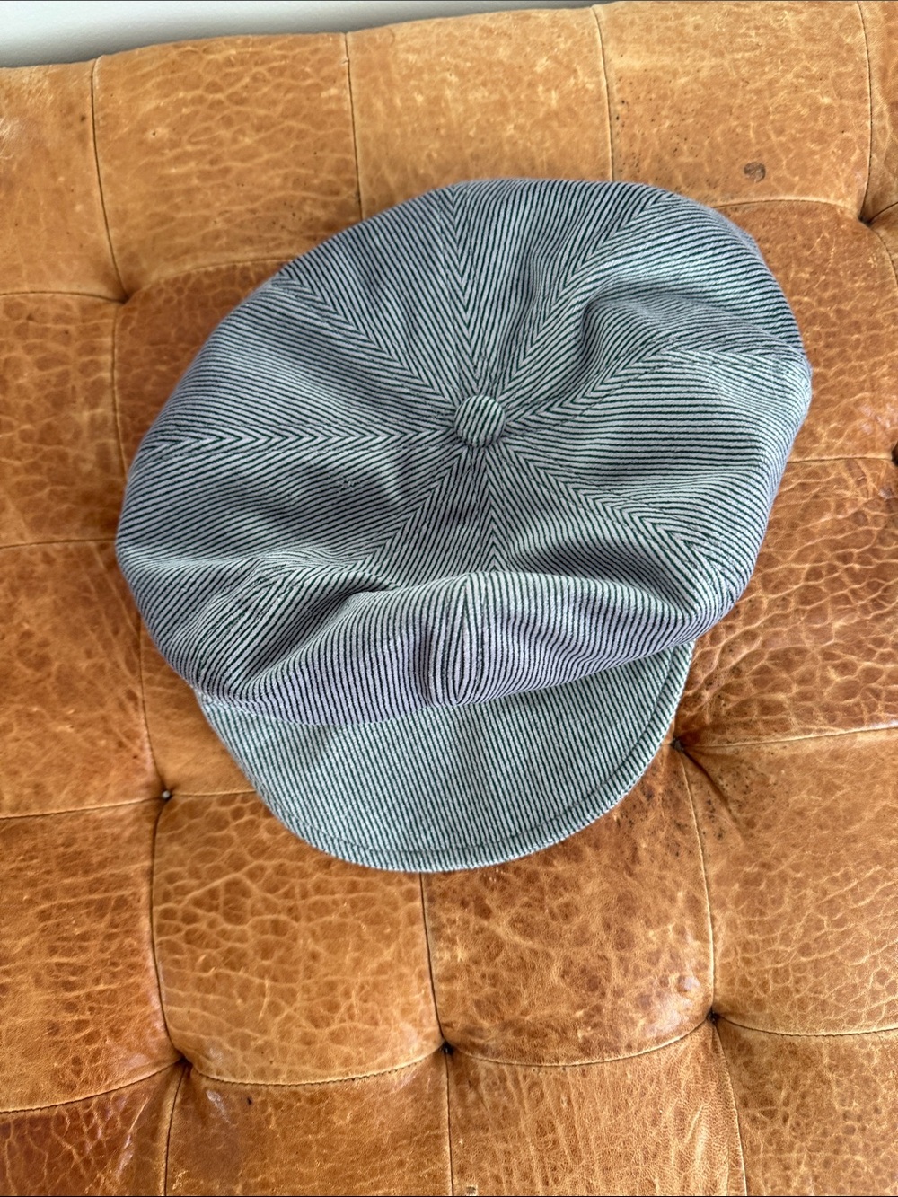 Wyeth by Todd Magill Blue and White Striped Newsboy Cap